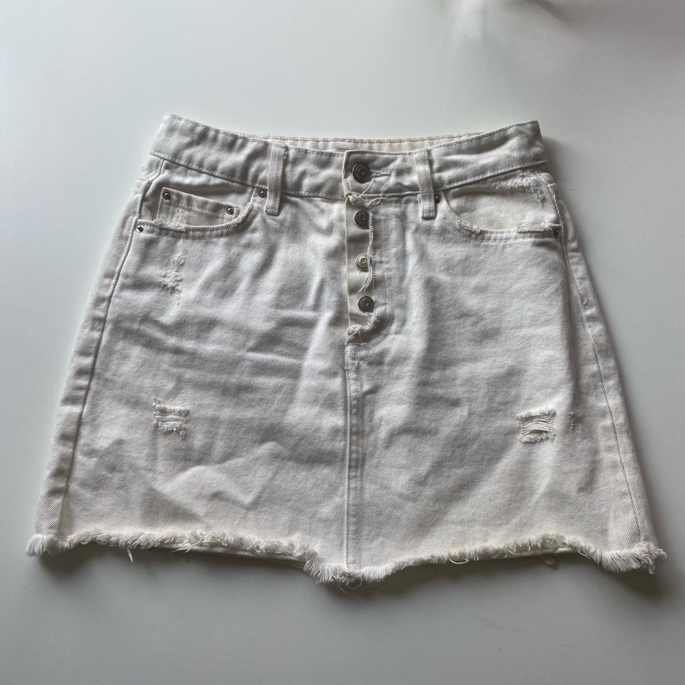 Zara White Denim Skirt